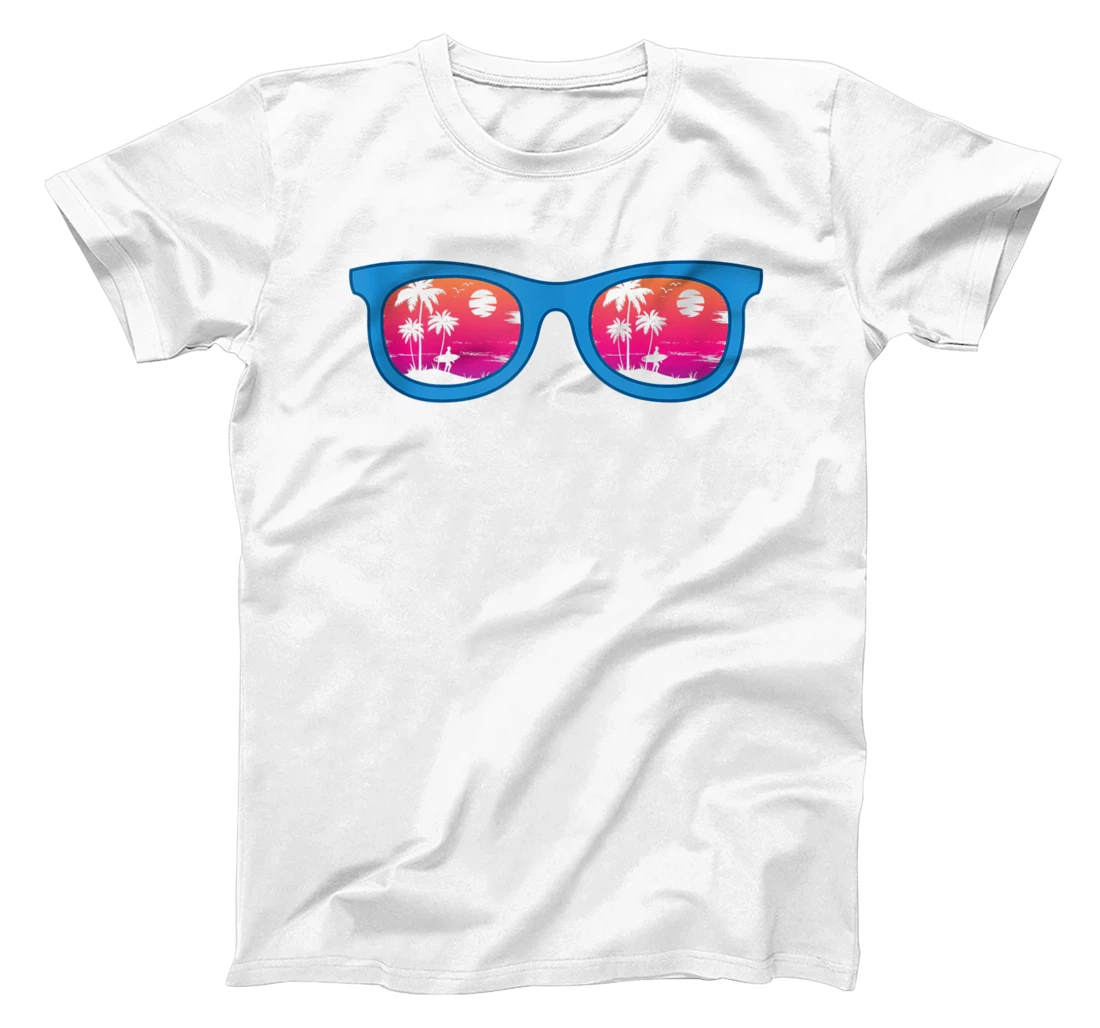 Personalized 90s Art Vaporwave Coconut Palm Trees Tropical Sunglasses T-Shirt, Women T-Shirt