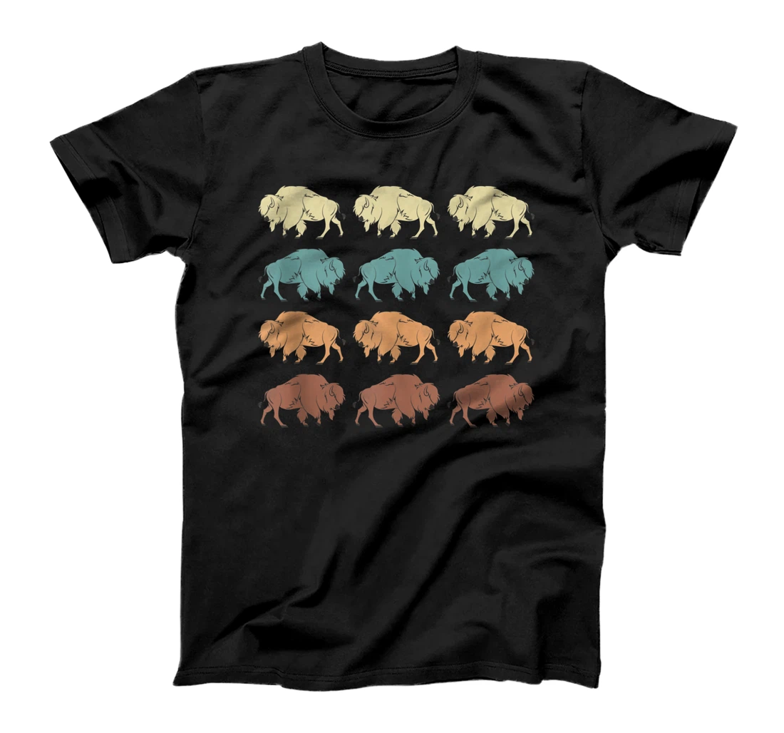 Personalized American Bison Lover Animal American Retro Buffalo T-Shirt, Women T-Shirt