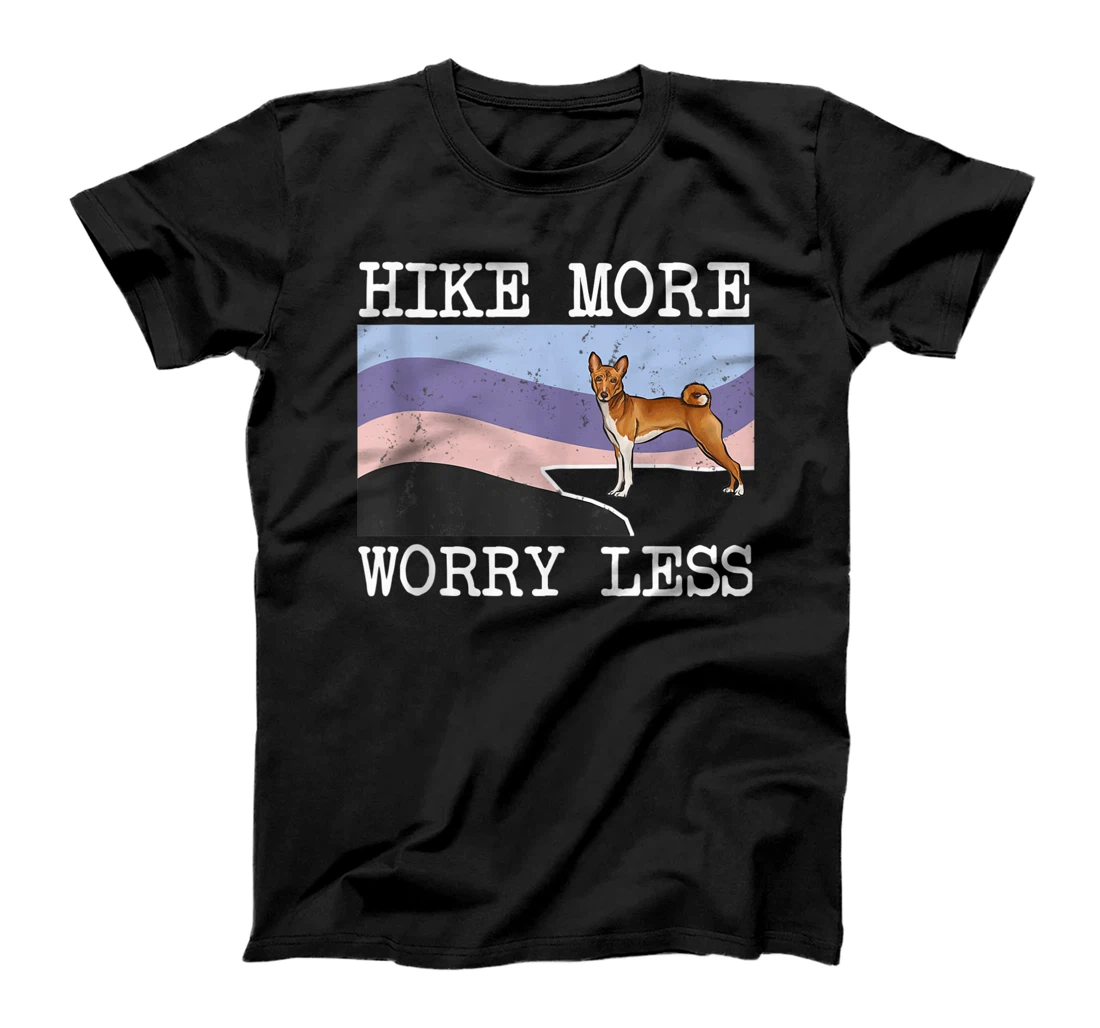 Personalized Basenji Hike More Worry Less Graphic Hiking T-Shirt, Women T-Shirt