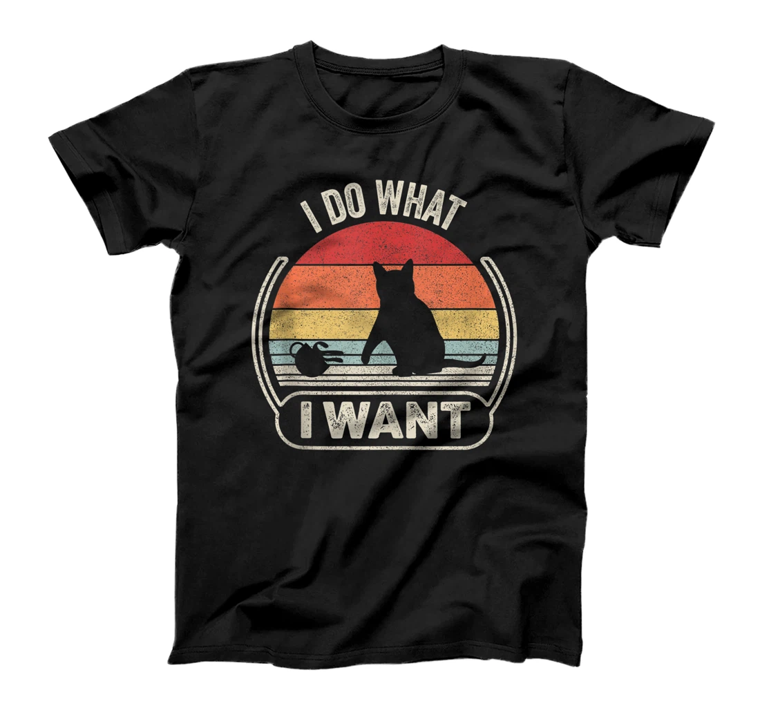 Personalized Vintage Retro I Do What I Want Funny Cat T-Shirt, Women T-Shirt