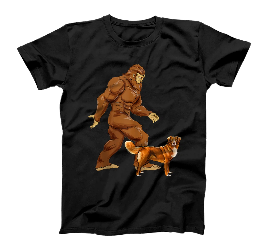 Personalized Funny Bigfoot Walking Duck Tolling Retrievers Sasquatch Dog T-Shirt, Women T-Shirt
