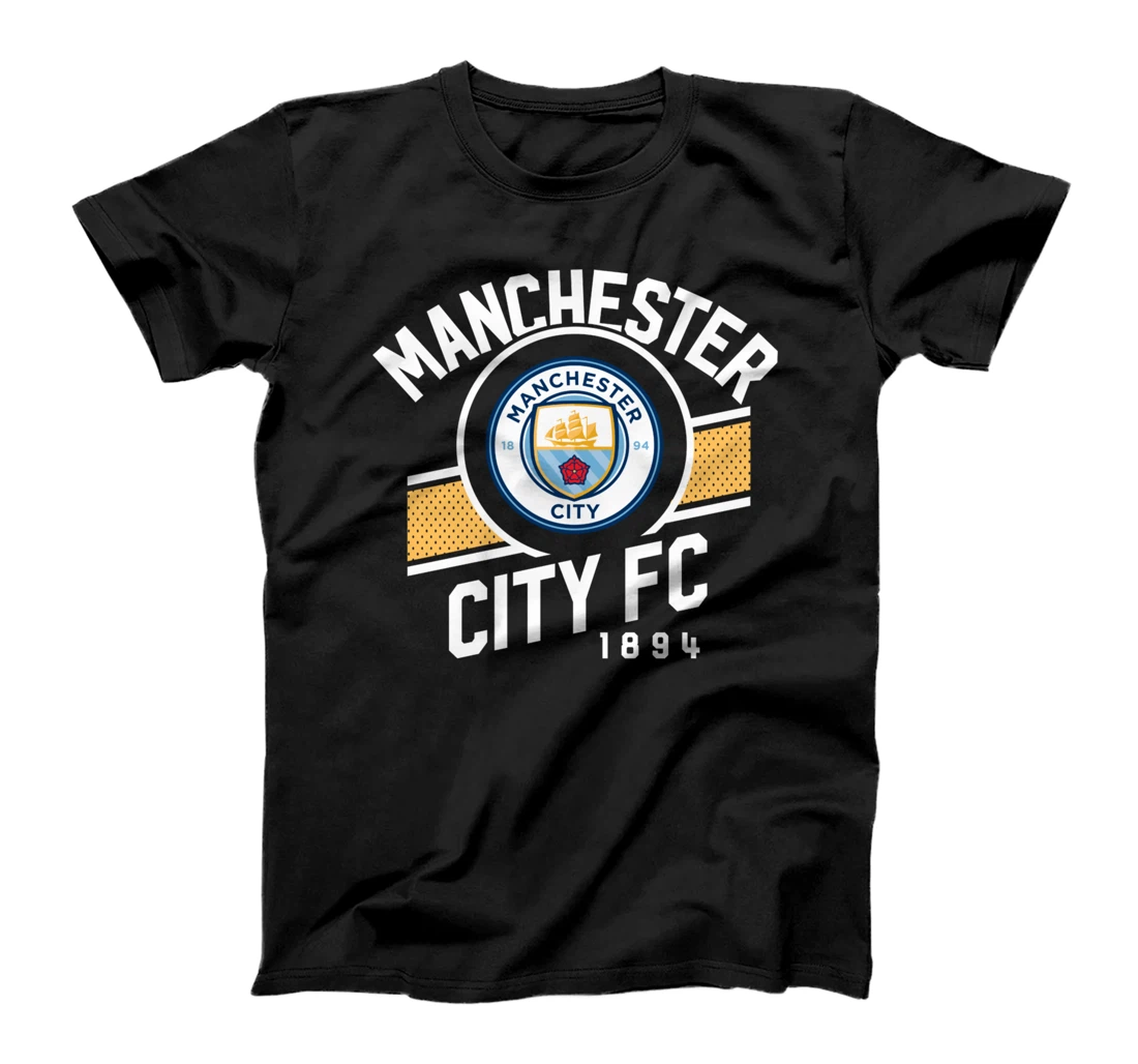 Personalized Manchester City Football Club Yellow Stripe Arch T-Shirt