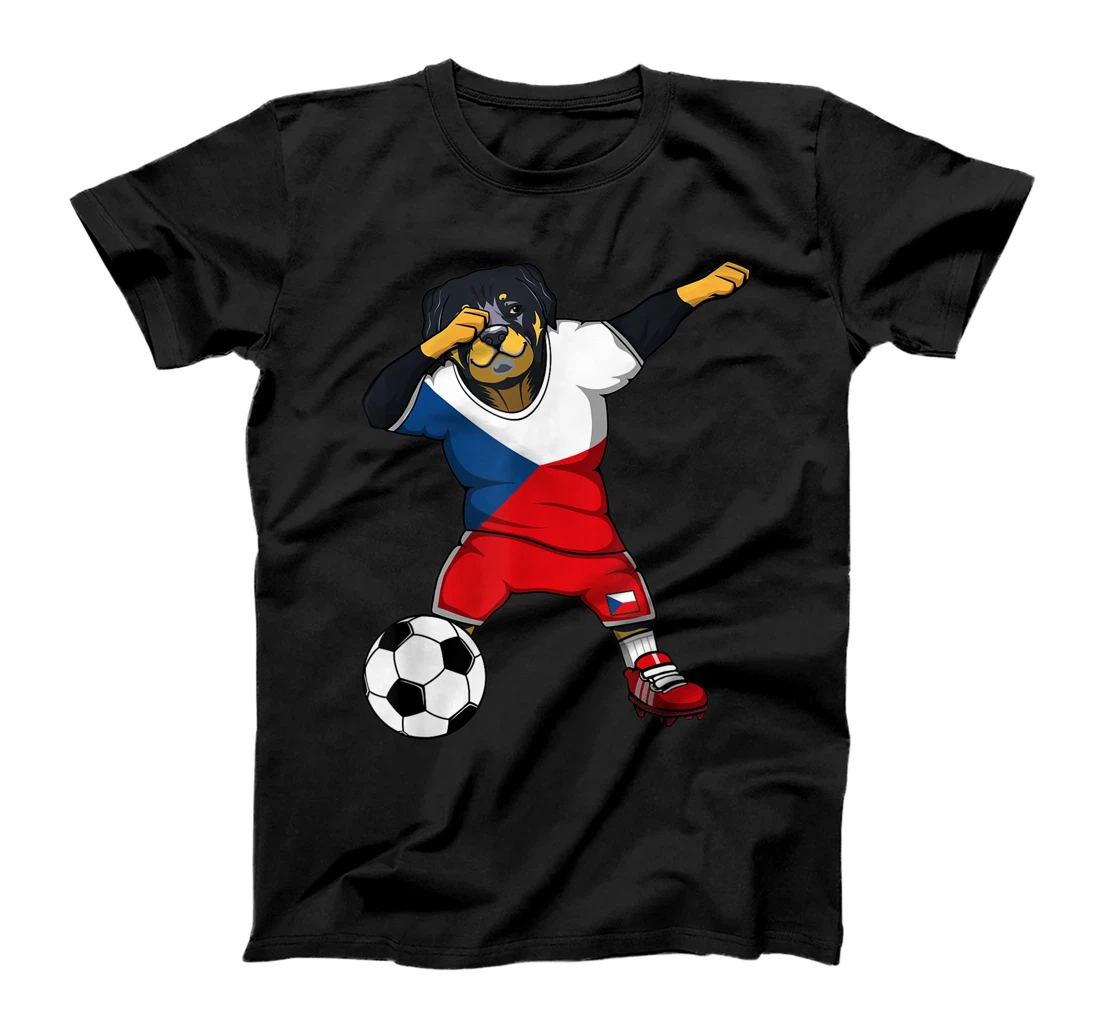 Personalized Dabbing Rottweiler Czech Republic Soccer Fan Jersey Football T-Shirt, Kid T-Shirt and Women T-Shirt