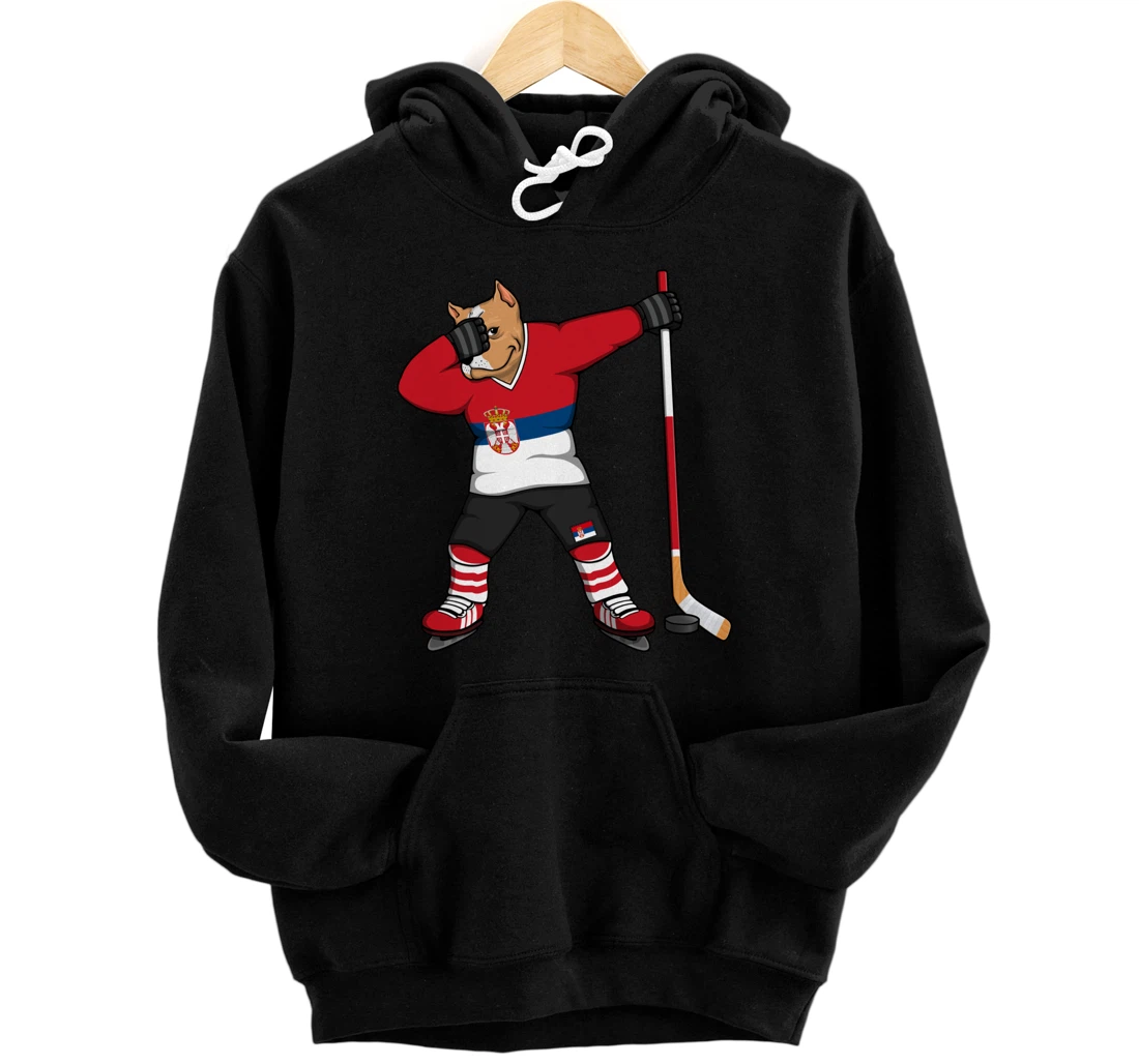Personalized Dabbing Pitbull Serbia Ice Hockey Fans Jersey Winter Sports Pullover Hoodie
