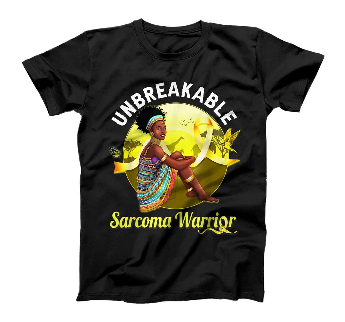 Personalized Yellow Ribbon Cancer Awareness Unbreakable Sarcoma Warrior T-Shirt, Kid T-Shirt and Women T-Shirt