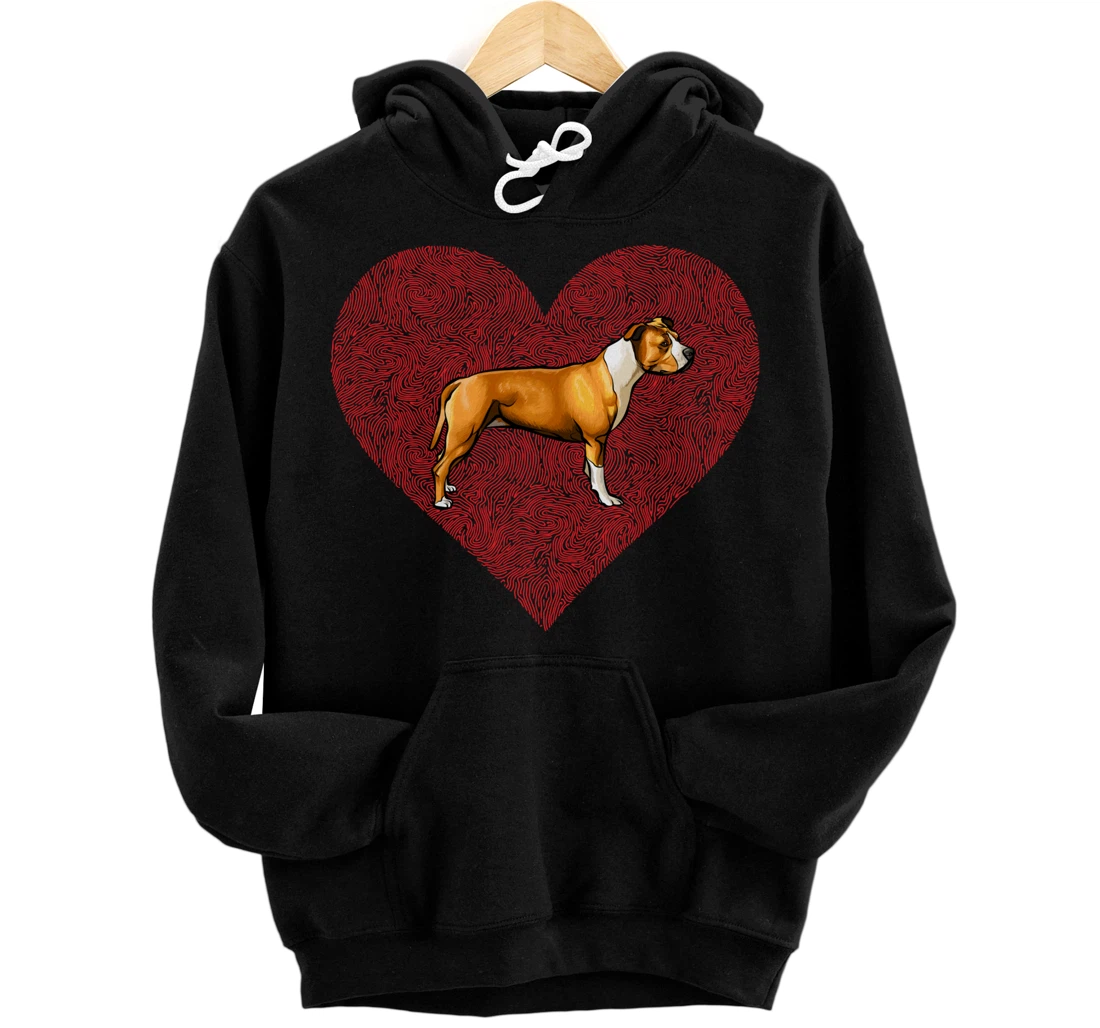 Personalized Staffordshire Terrier Valentines Day Dog Love Fingerprint Pullover Hoodie