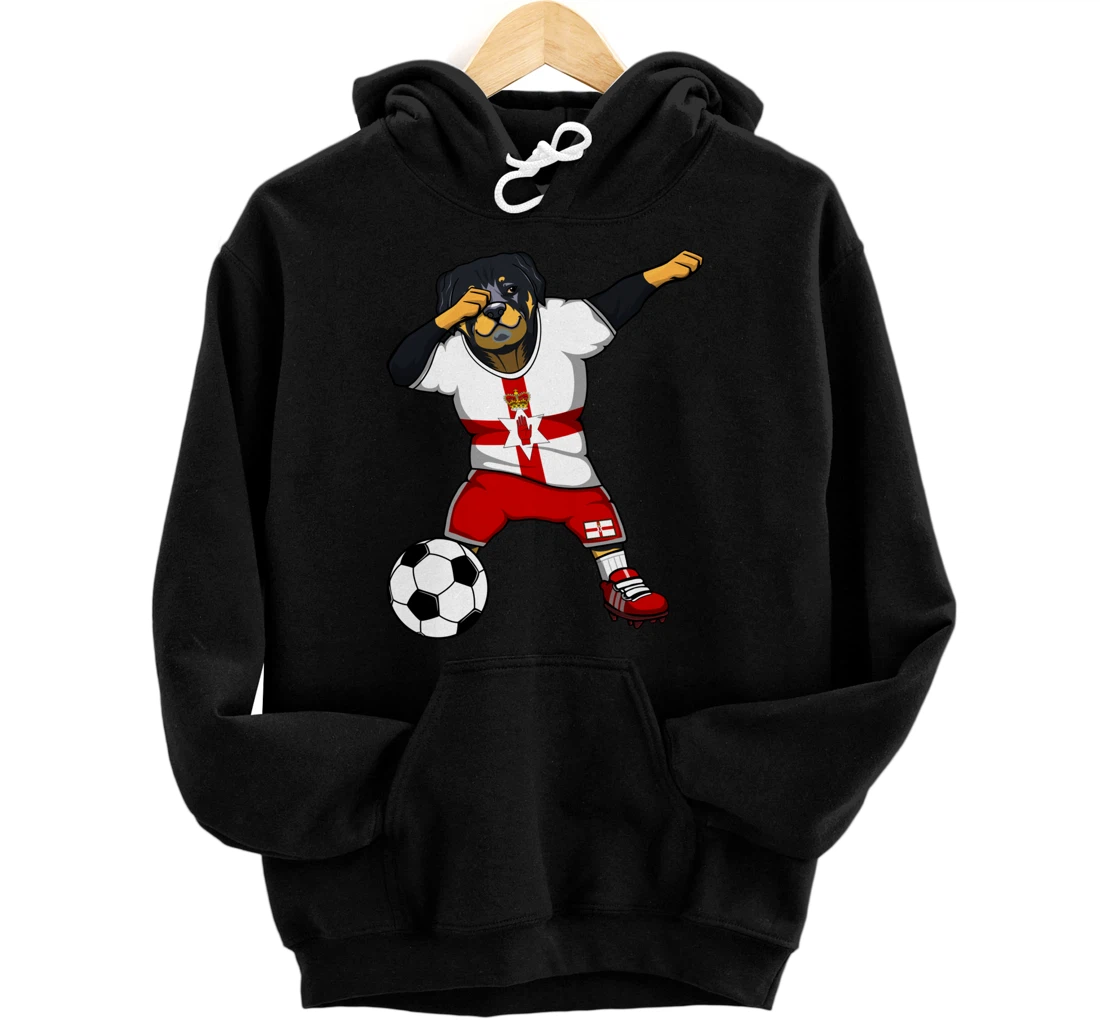 Personalized Dabbing Rottweiler Dog Northern Ireland Soccer Fans Football Pullover Hoodie