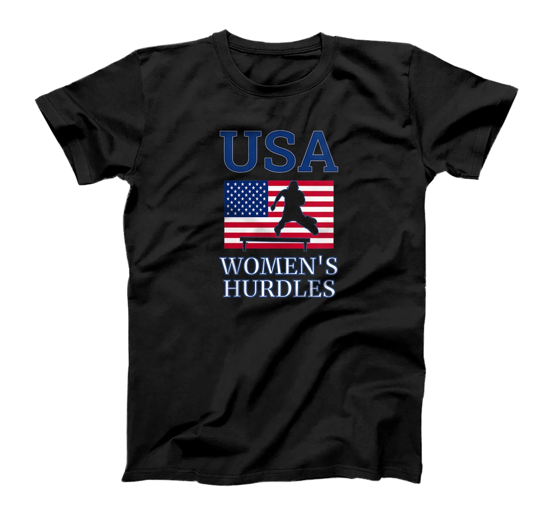Personalized Womens USA Team Hurdling American Track and Field Womens Hurdles T-Shirt, Women T-Shirt