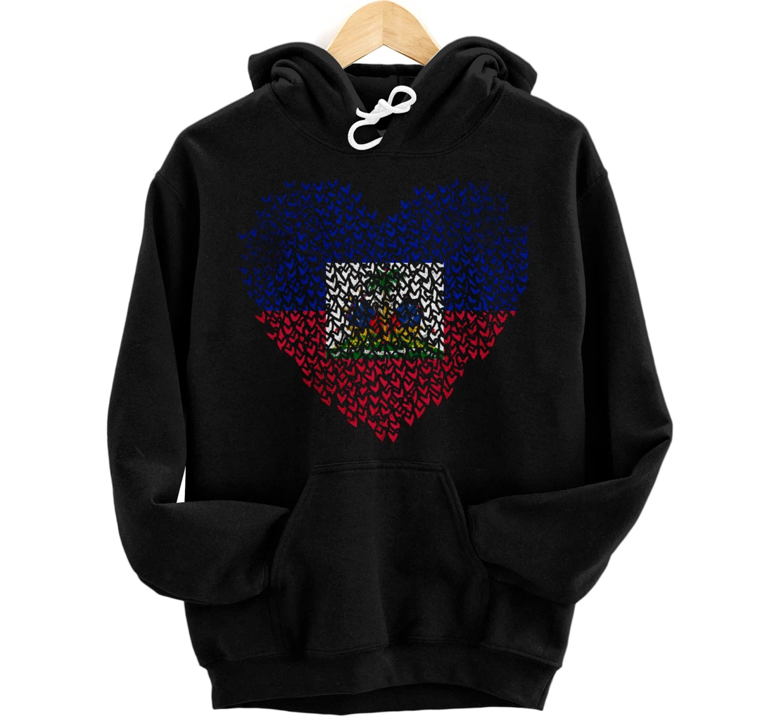 Personalized I Love Haiti My Haitian Vacation Vintage Haiti Flag Pullover Hoodie