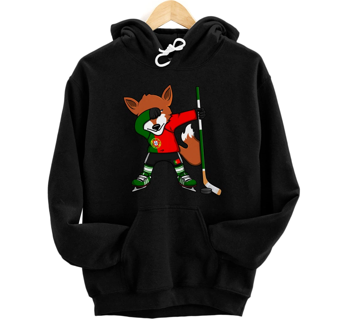 Personalized Dabbing Fox Portugal Ice Hockey Fans Jersey Winter Sports Pullover Hoodie