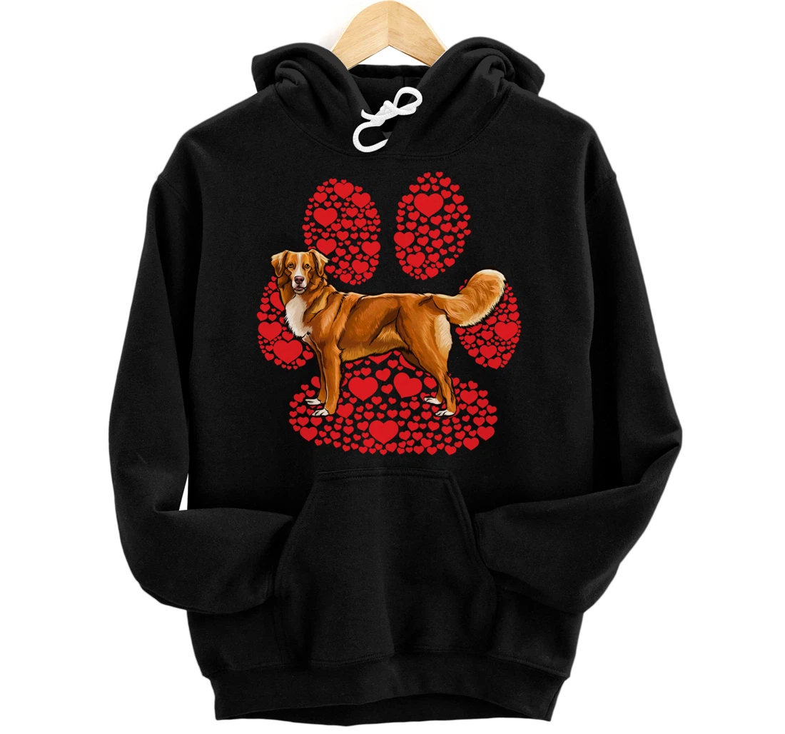 Scotia Duck Tolling Retrievers Valentines Day Dog Love Paw Pullover Hoodie