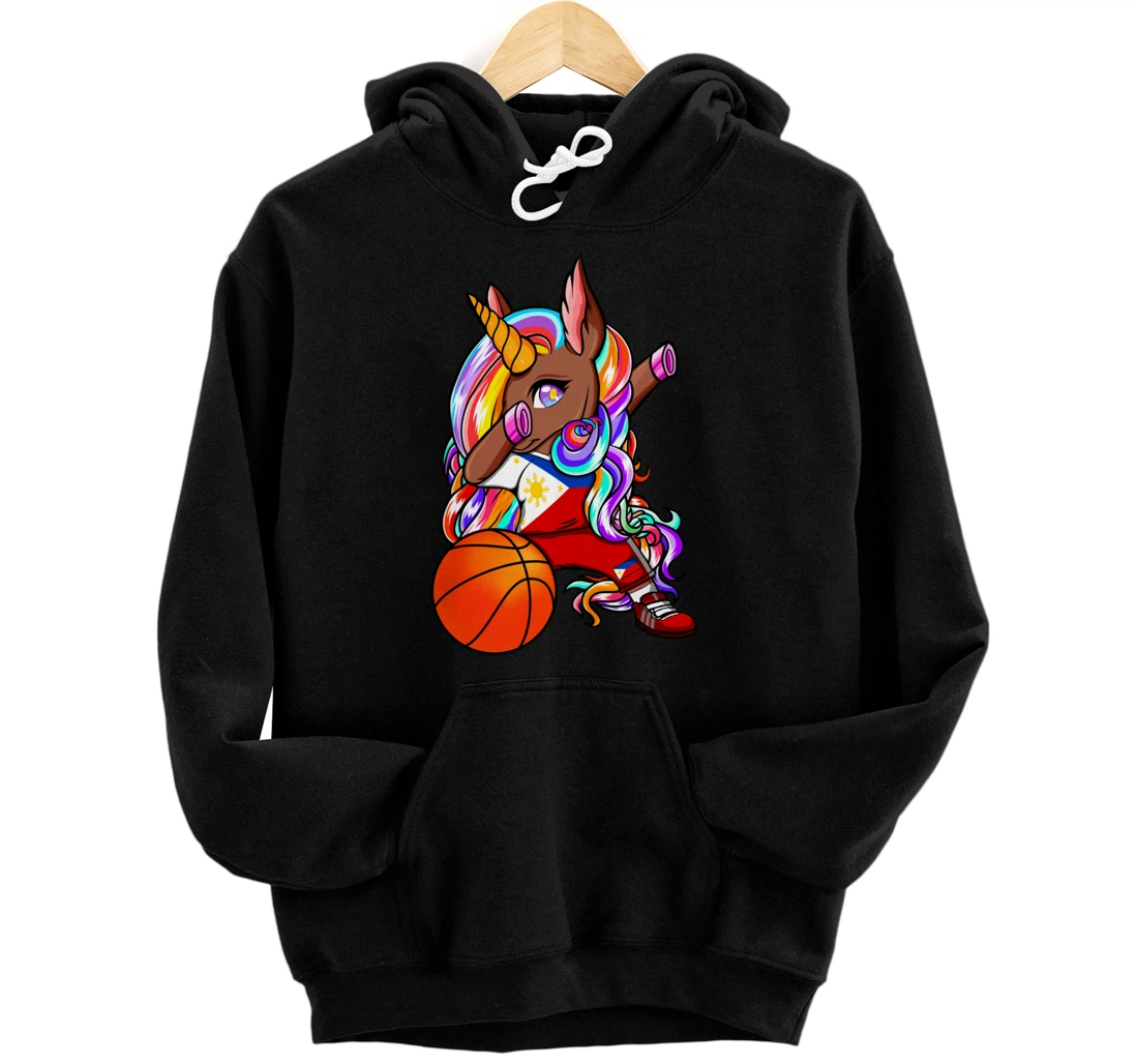 Dabbing Brown Skin Unicorn Philippines Basketball Fan Jersey Pullover Hoodie