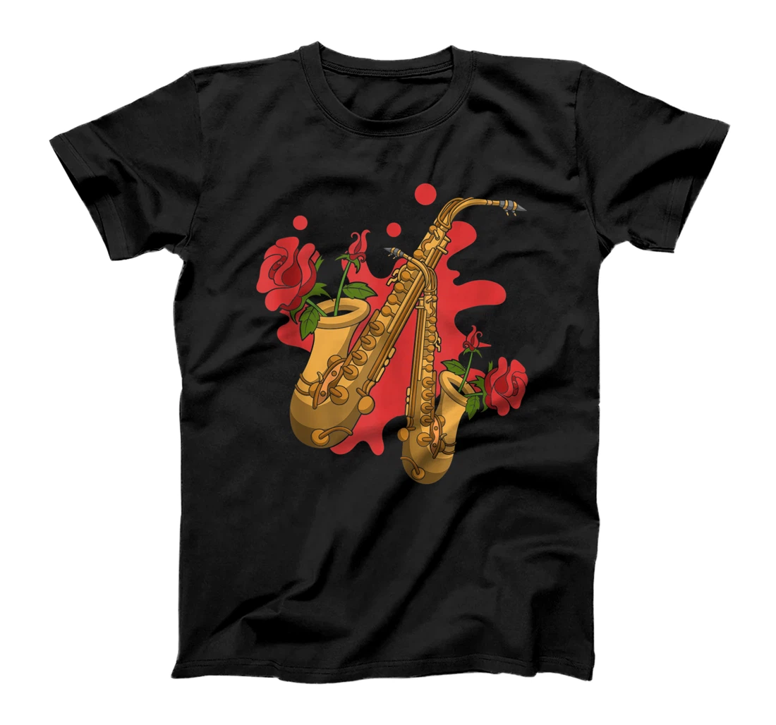 Personalized Roses Saxophonist Jazz Musician Saxophone Player Saxophone T-Shirt, Women T-Shirt