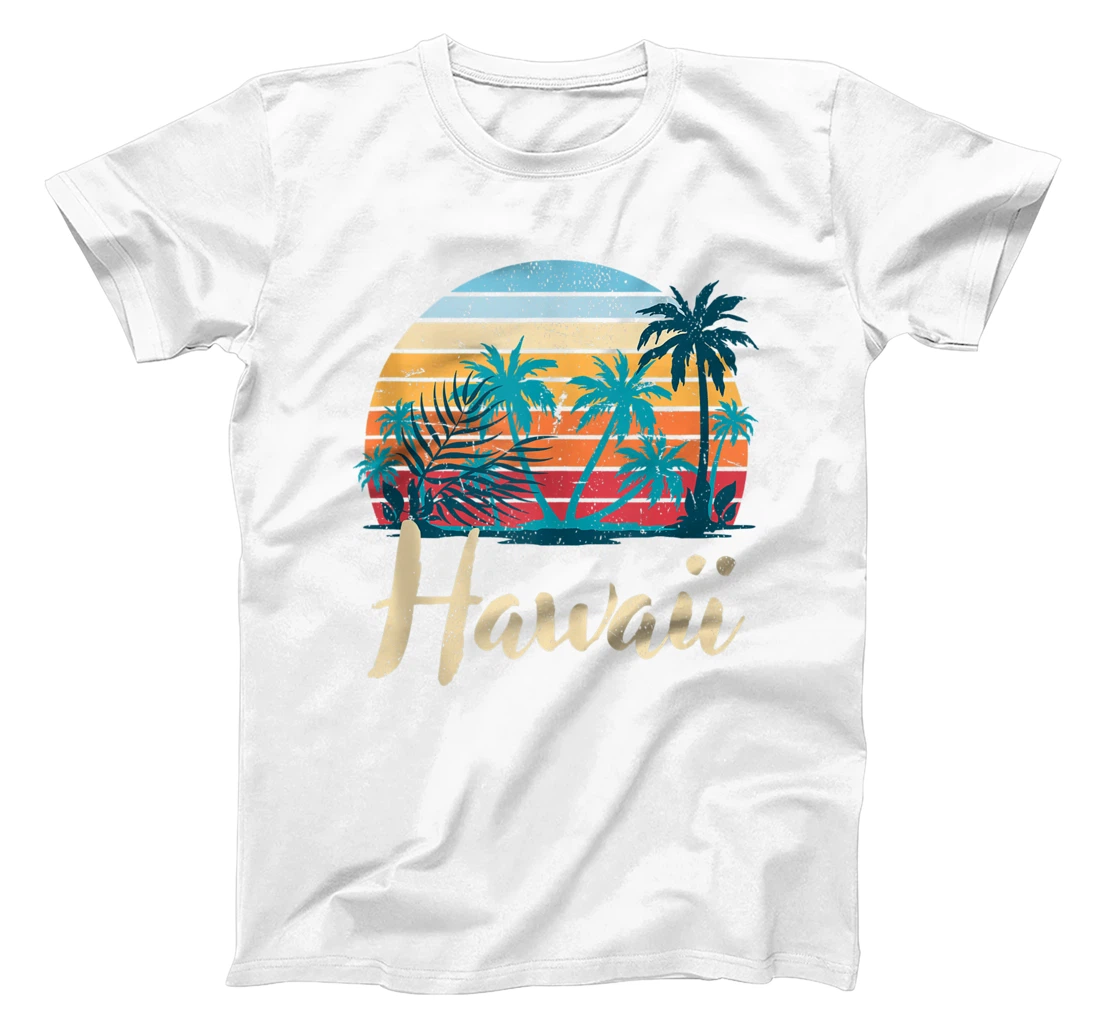 Personalized HI Hawaiian Palm Trees Summer Aloha Retro Hawaii T-Shirt, Women T-Shirt
