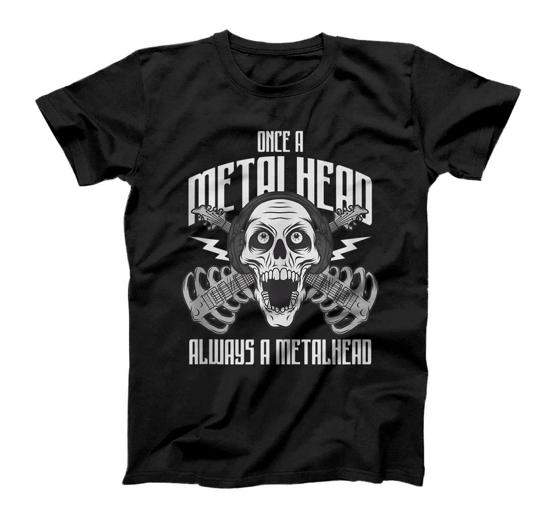 Personalized Skull Once A Metalhead Always A Metalhead Skeleton Guitar T-Shirt, Women T-Shirt