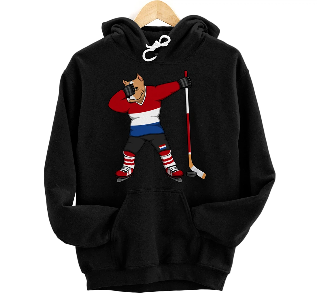 Dabbing Pitbull Netherlands Ice Hockey Fan Jersey Dab Player Pullover Hoodie