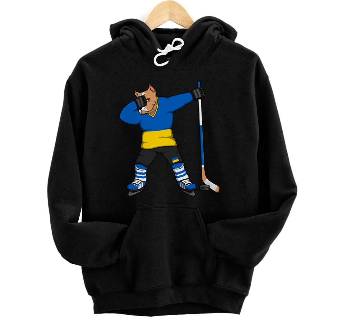 Dabbing Pitbull Ukraine Ice Hockey Fans Jersey Winter Sports Pullover Hoodie