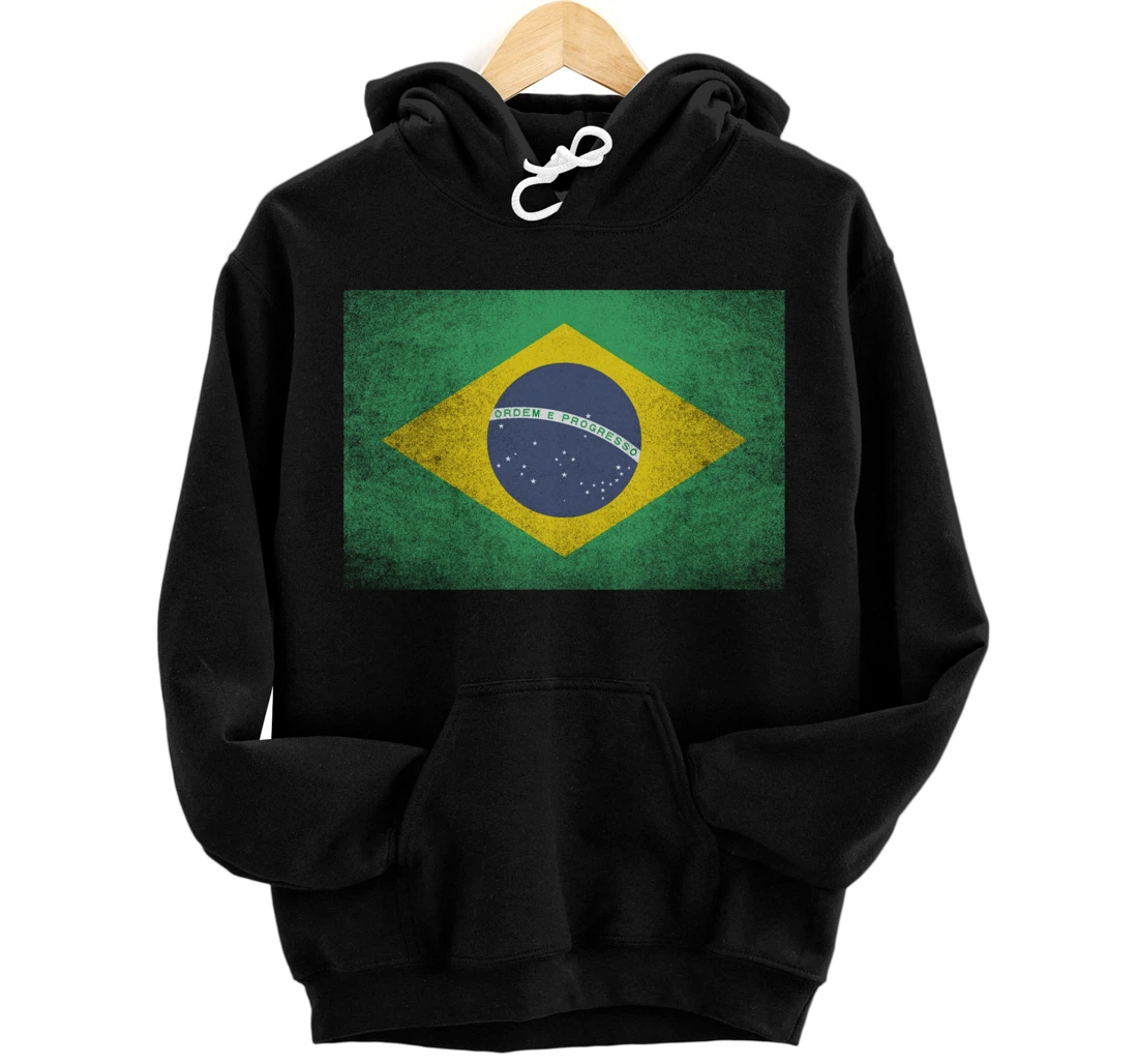 Brazilian Brazil Flag Pride Country Home Nation Family Retro Pullover Hoodie