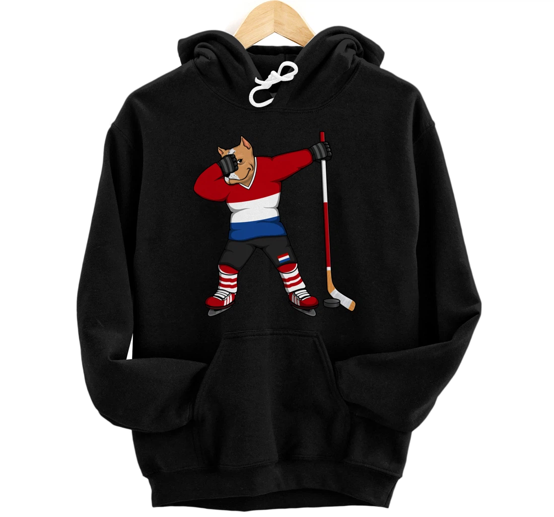 Dabbing Pitbull Netherlands Ice Hockey Fan Jersey Dab Player Pullover Hoodie