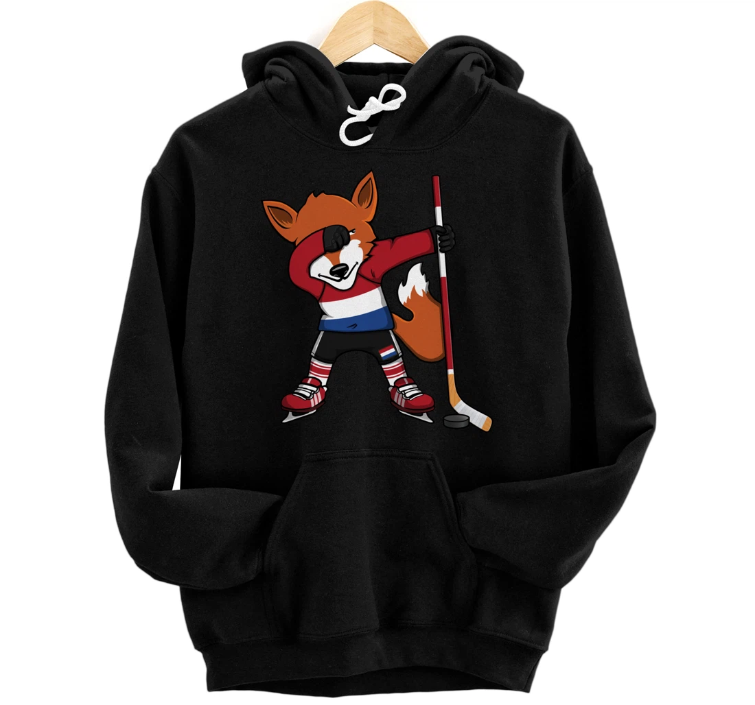 Dabbing Fox Netherlands Ice Hockey Fans Jersey Winter Sports Pullover Hoodie