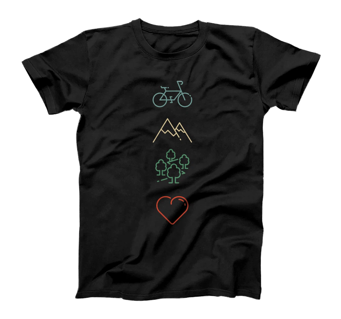 Personalized Bike Mountains Forest Love MTB Mountain Bike T-Shirt, Women T-Shirt