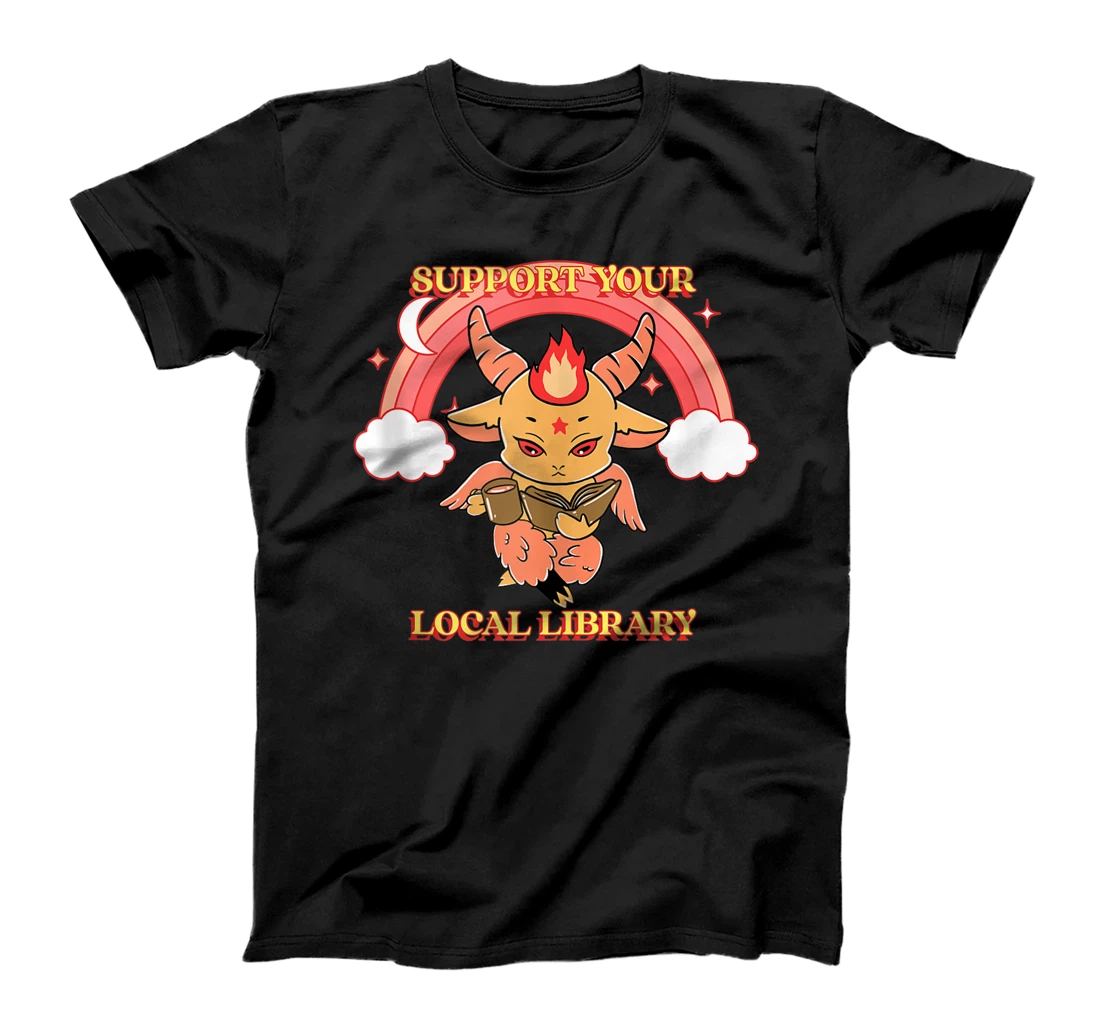 Personalized Witchy Pastel Kawaii Baphomet Support Your Local Library T-Shirt, Women T-Shirt