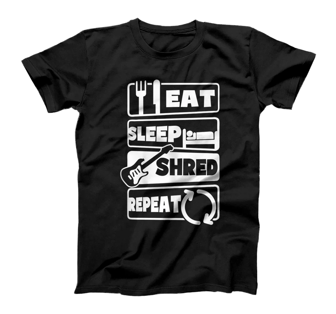 Personalized Eat Sleep Shred Repeat Design Guitar Player T-Shirt, Women T-Shirt