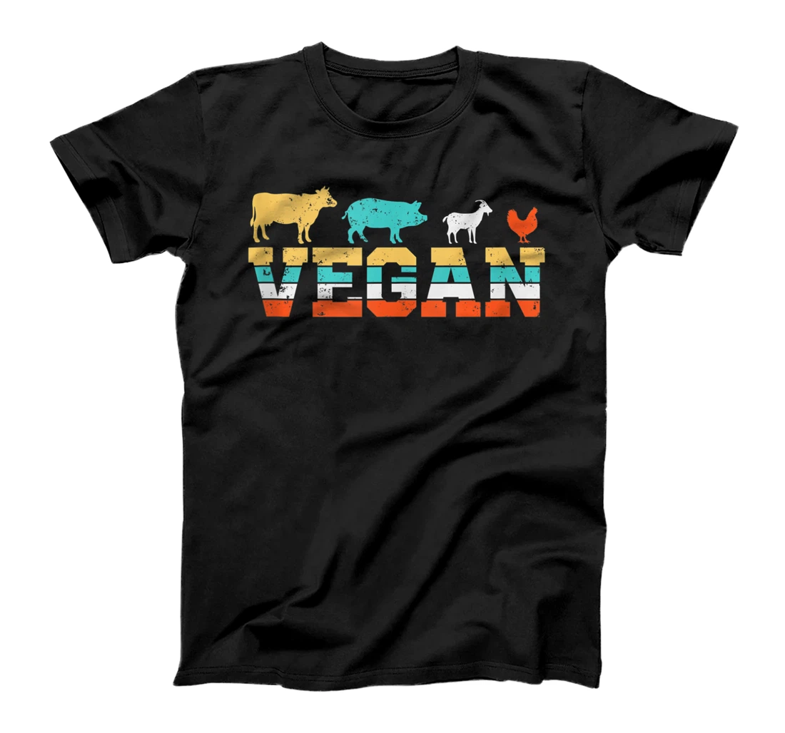 Personalized Vegan Farm Animals Vintage Retro Veganism Veggies T-Shirt, Women T-Shirt