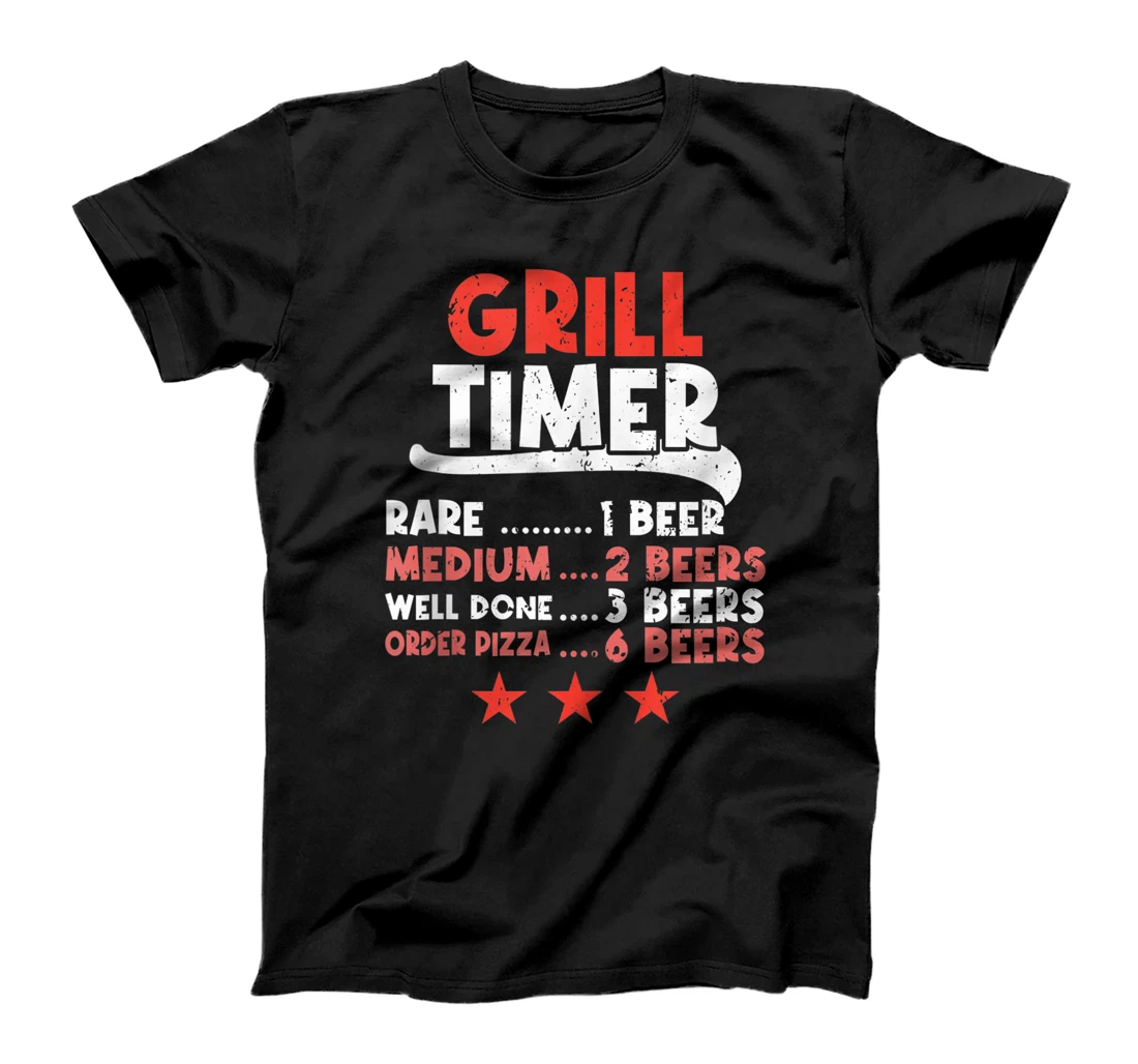 Personalized BBQ Grilling Beer Drinking Beers Funny Grill Timer T-Shirt, Women T-Shirt