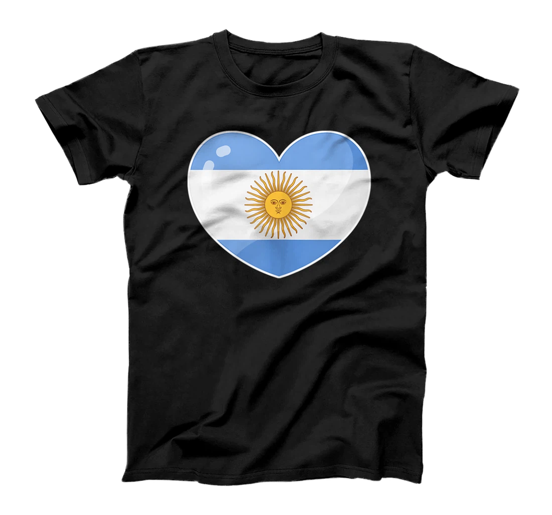 Personalized Argentina Flag Heart Retro Vintage T-Shirt, Women T-Shirt