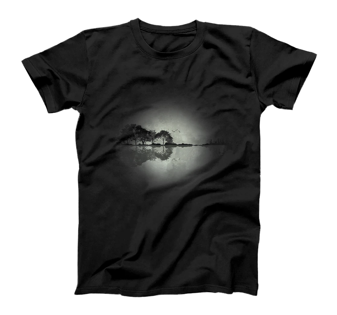 Personalized Moonlit Guitar Reflection Of Nature Tree Moonlight Guitar T-Shirt, Women T-Shirt