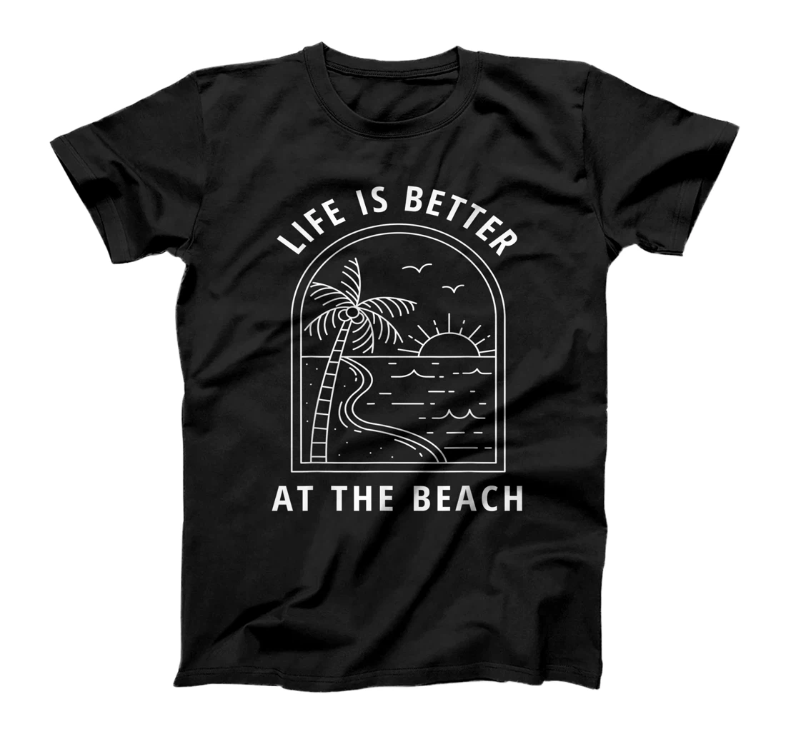 Personalized Life Is Better At The Beach Palm Tree Sunset Vacation Island T-Shirt, Kid T-Shirt and Women T-Shirt