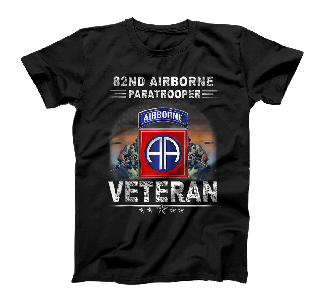 Personalized US 82nd Airborne Paratrooper Veteran American Flag T-Shirt, Women T-Shirt