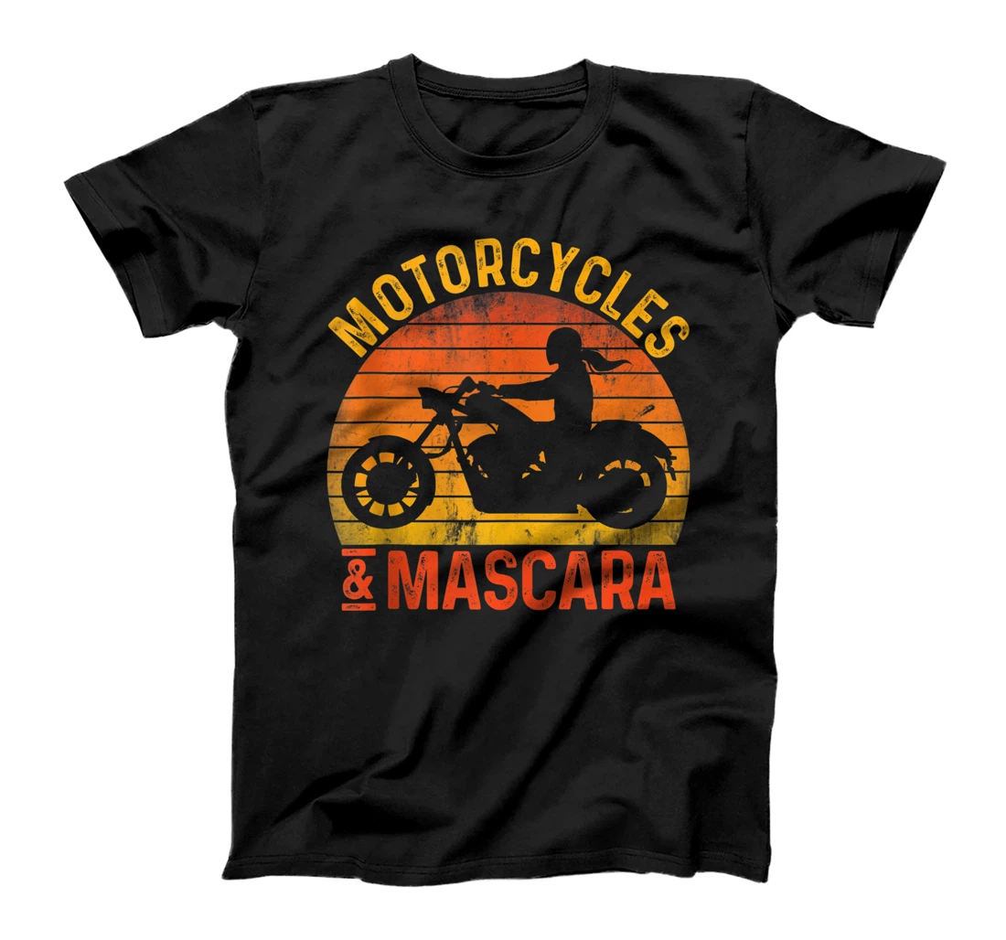 Motorcycles And Mascara, Cute Makeup Motorcycle Lover T-Shirt, Women T-Shirt