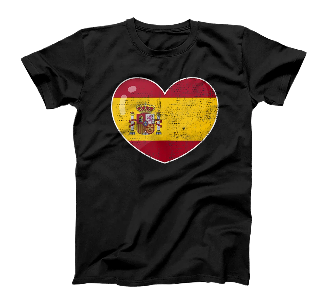 Spain Flag Heart Grunge Retro Vintage T-Shirt, Women T-Shirt