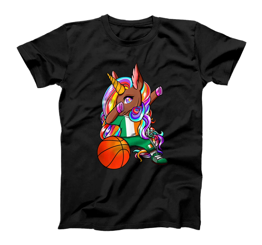 Dabbing Brown Skin Unicorn Ireland Basketball Fans Jersey T-Shirt, Women T-Shirt