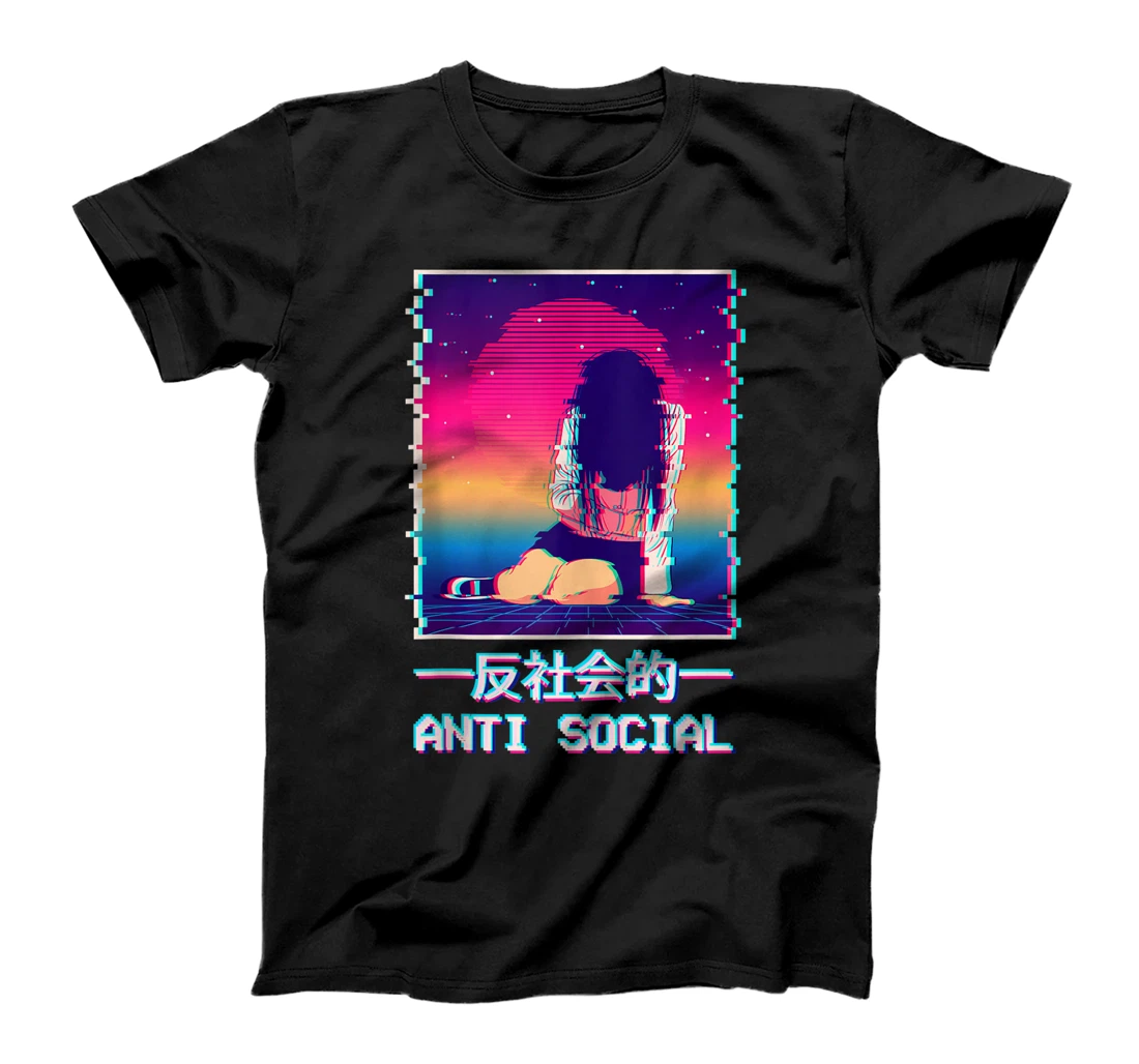 Antisocial Emo Anime Girl Lofi Synthwave Vaporwave Aesthetic T-Shirt, Women T-Shirt