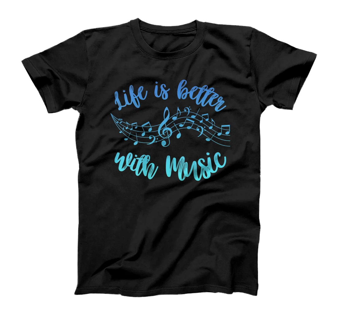 Womens LIFE IS BETTER WITH MUSIC Band Orchestra Teacher Musician T-Shirt, Women T-Shirt