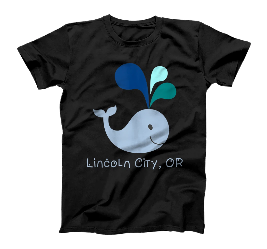 Lincoln City Oregon Cute Whale Lover Cartoon T-Shirt, Women T-Shirt