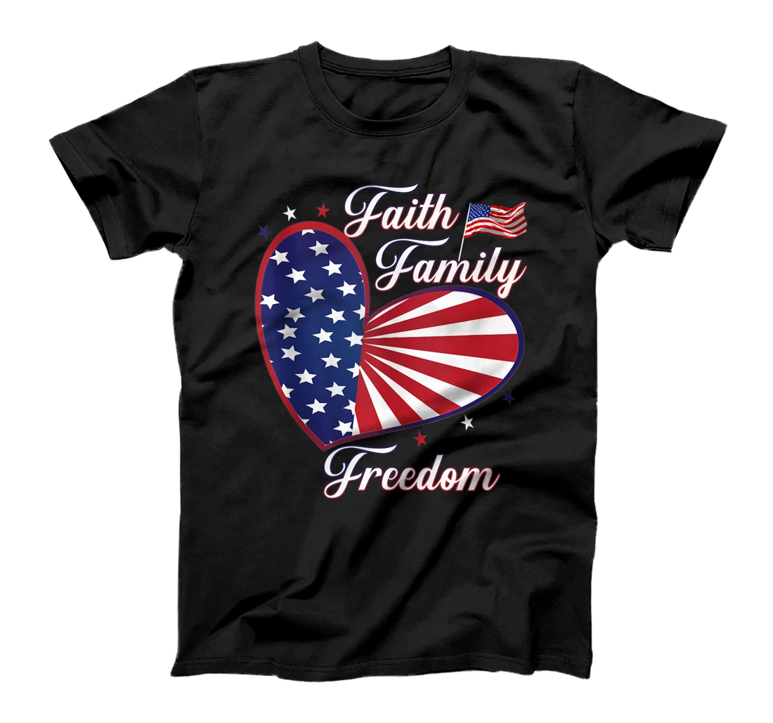 Faith Family Freedom Fourth July American Patriotic Womens T-Shirt, Women T-Shirt