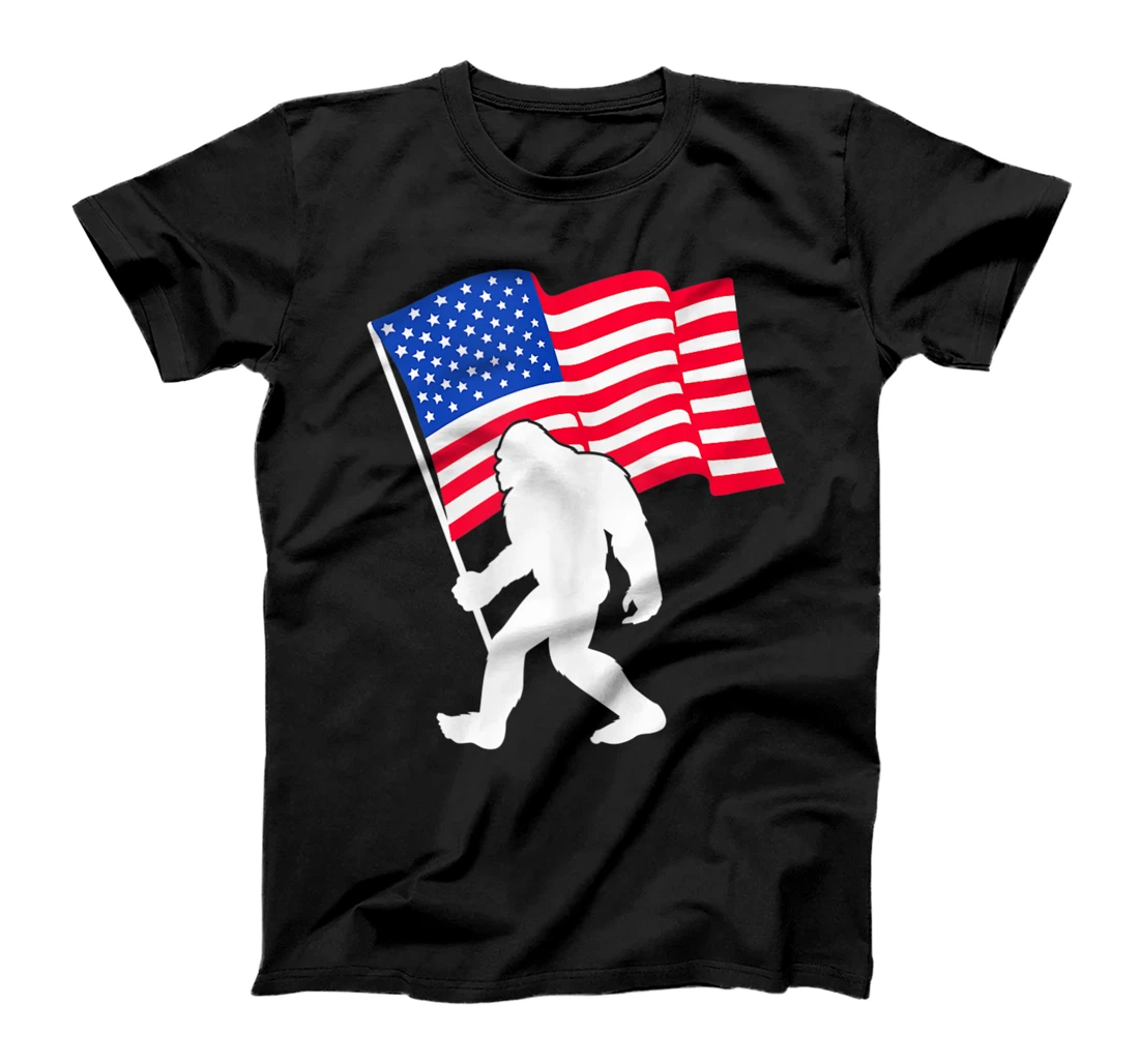 BigFoot weaving USA Flag T shirt Patriotism 4th July tshirt T-Shirt, Women T-Shirt