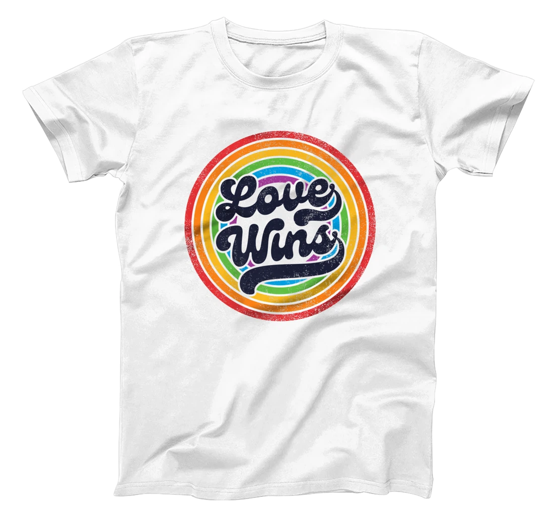 Personalized Womens LGBTQ Love Wins Gay Pride LGBT Rainbow Flag Retro Vintage T-Shirt, Kid T-Shirt and Women T-Shirt