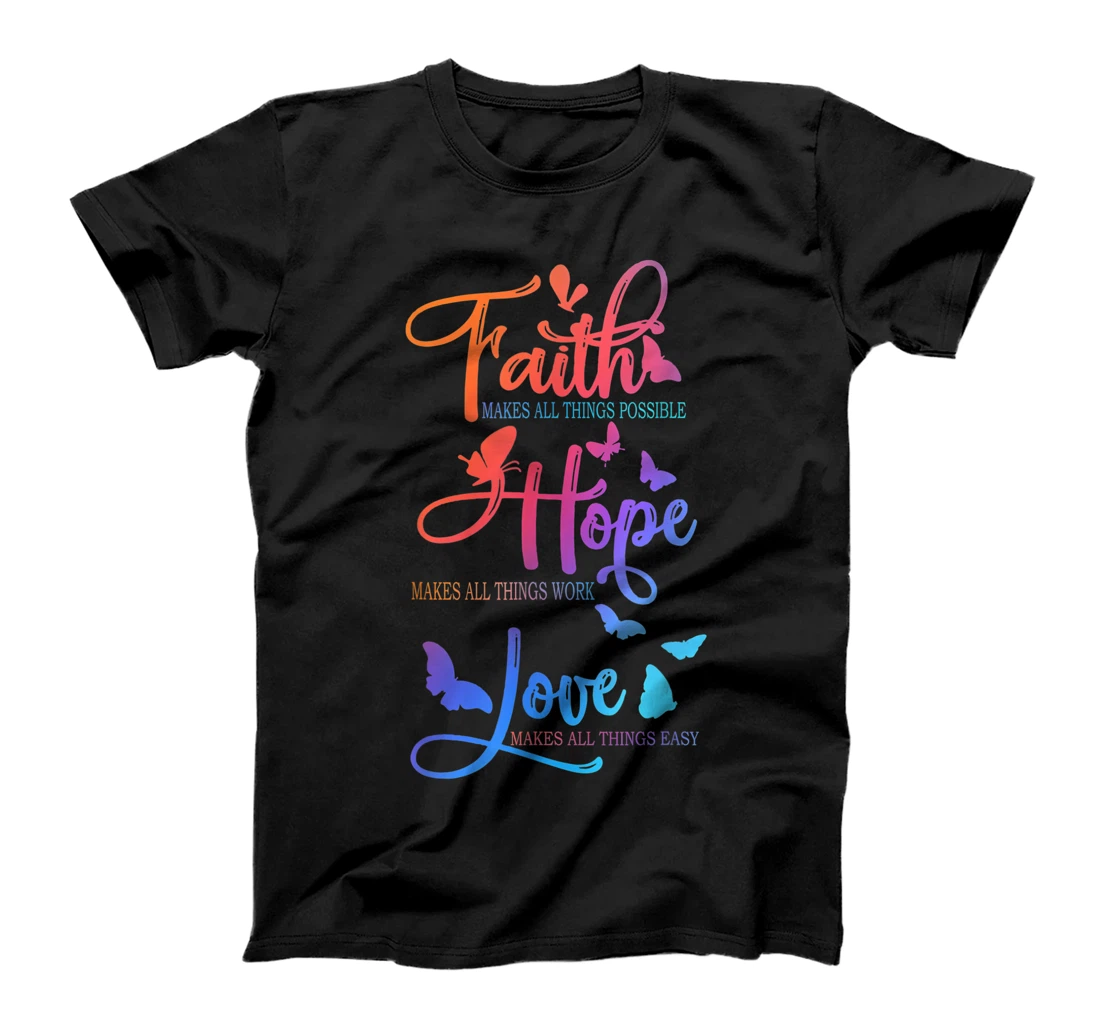 Personalized Faith Hope Love Butterfly Quote Christian Butterfly Womens T-Shirt, Women T-Shirt