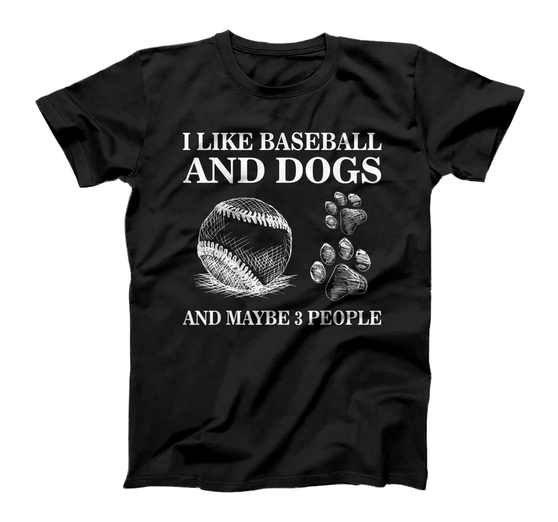 Personalized I Like Baseball And Dogs And Maybe 3 People T-Shirt, Women T-Shirt