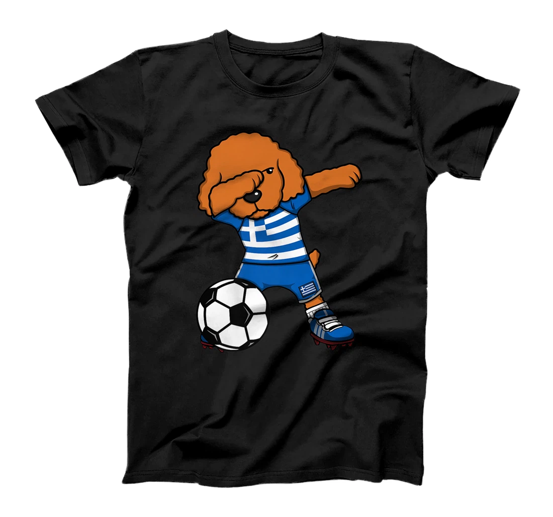 Personalized Dabbing Poodle Dog Greece Soccer Fans Jersey Football Sport T-Shirt, Kid T-Shirt and Women T-Shirt