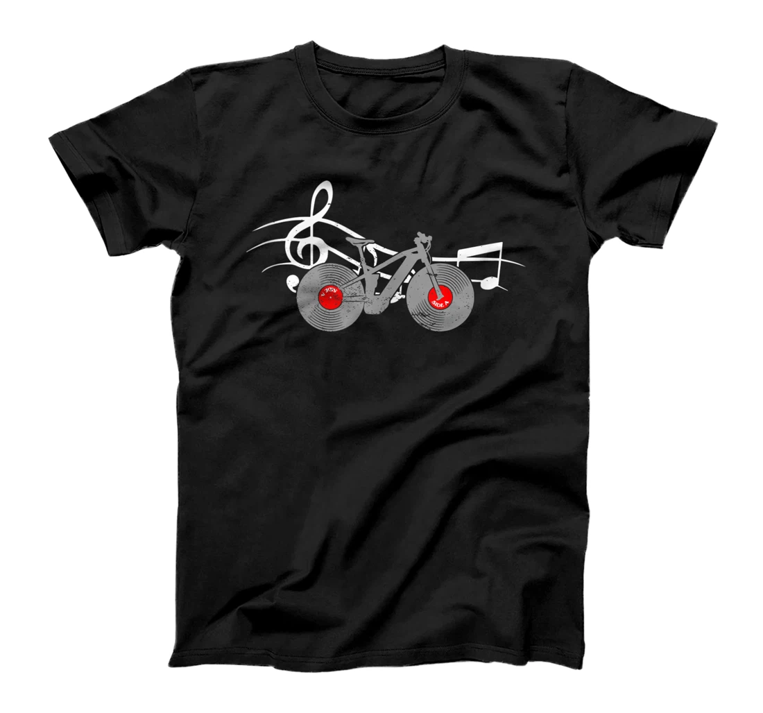 Personalized Bicycle Cycling Road Bike Vinyl Record Player Music Cyclist T-Shirt, Women T-Shirt