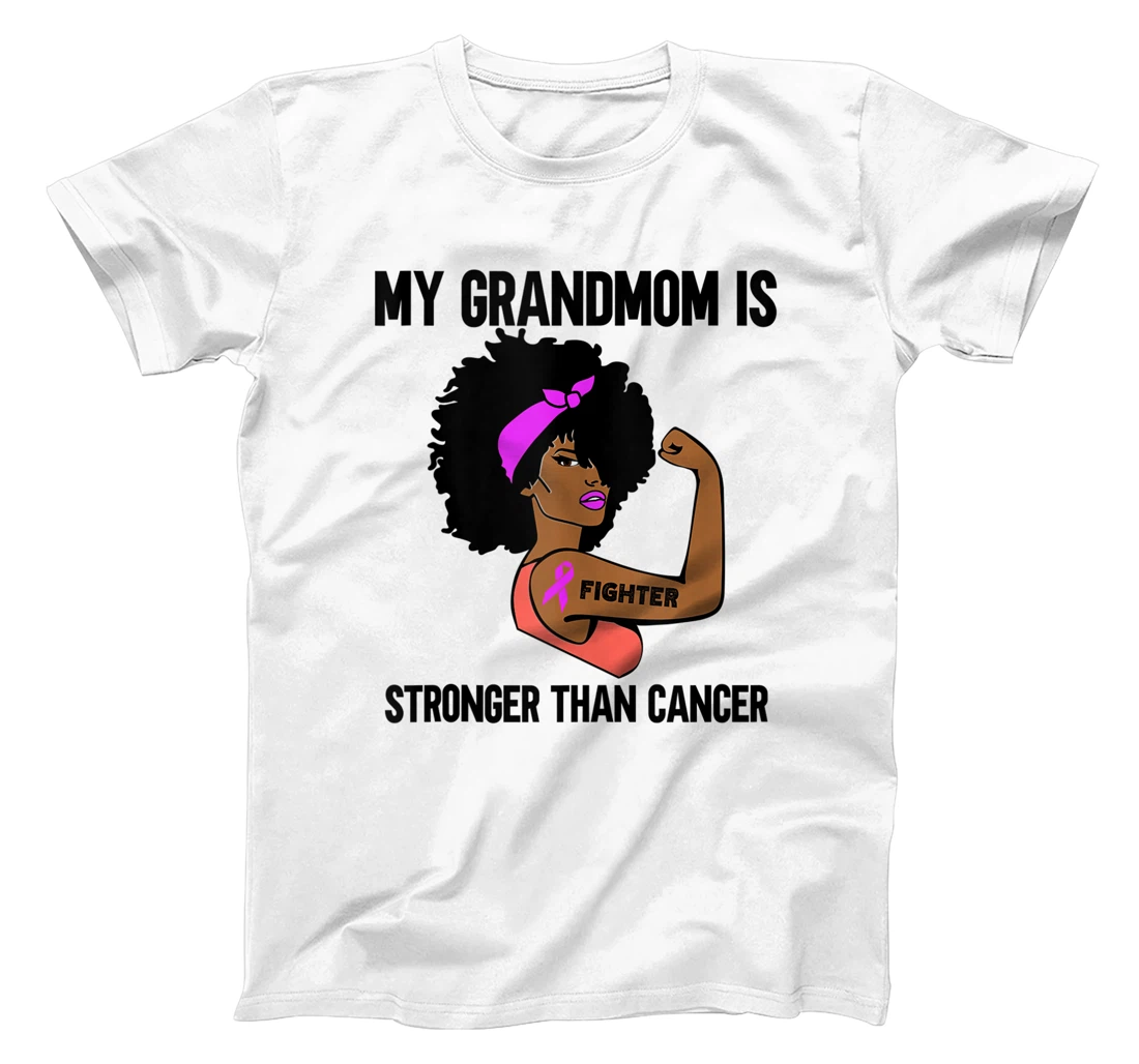 Personalized My Grandmom is stronger than Cancer African American Breast T-Shirt, Women T-Shirt