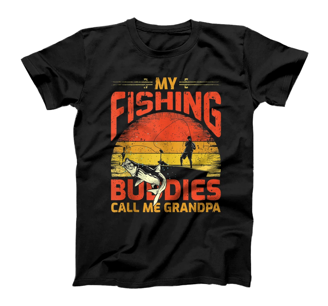 Personalized Retro Vintage My Fishing Buddies Call Me Grandpa Fishing T-Shirt, Women T-Shirt