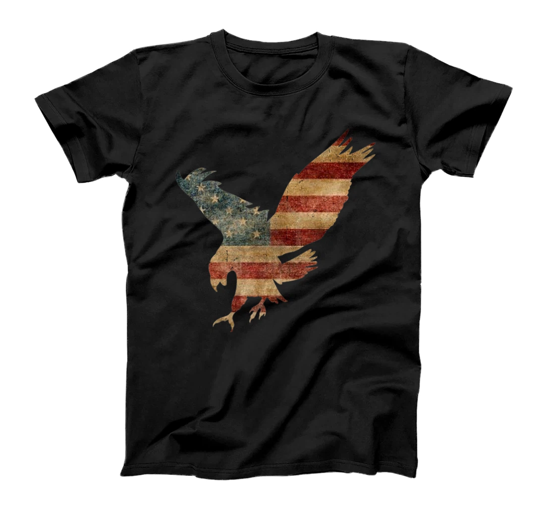 Personalized Patriotic Bald Eagle Vintage American Flag Distress USA Flag T-Shirt, Women T-Shirt