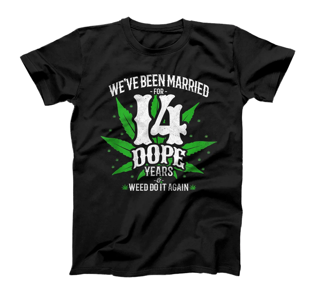 Personalized 420 Stoner Couple - Married 14 Dope Years - 14th Anniversary T-Shirt, Women T-Shirt